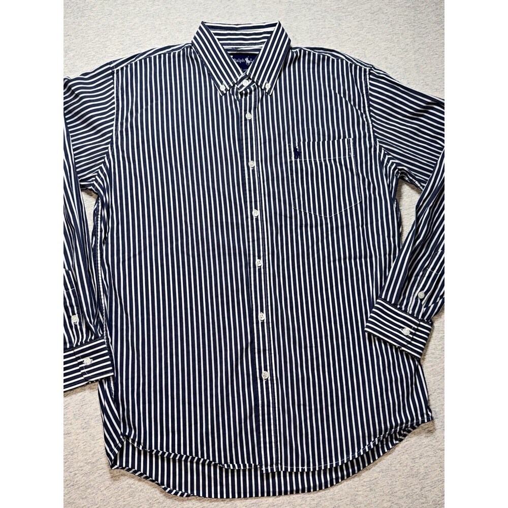 Ralph Lauren Classic Fit 100% Cotton Blue/White Striped BD Shirt 16.5/34